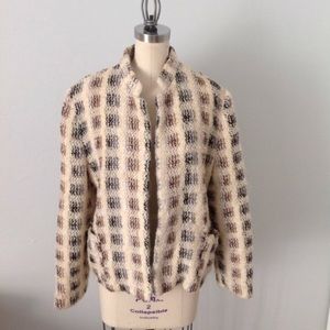 Fuzzy Cream Checked Jacket